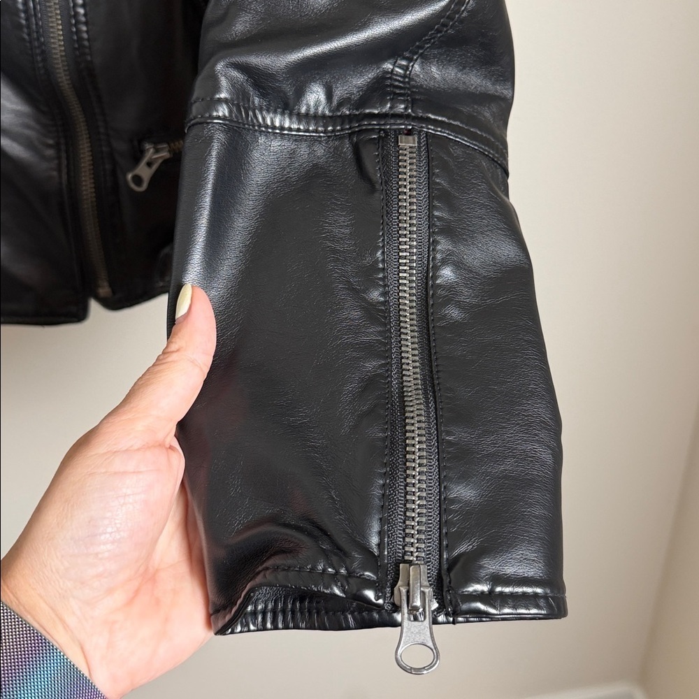 Free People We the Free Heartbreaker Faux Moto Leather Jacket Size XL - Picture 6 of 9